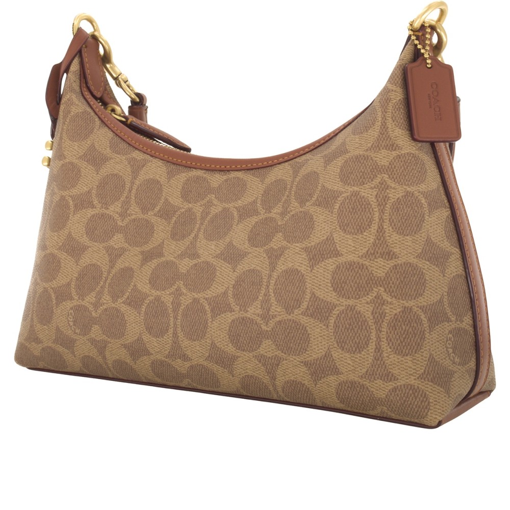 Juliet Coated Canvas Shoulder Bag Medium Size Women S Brown