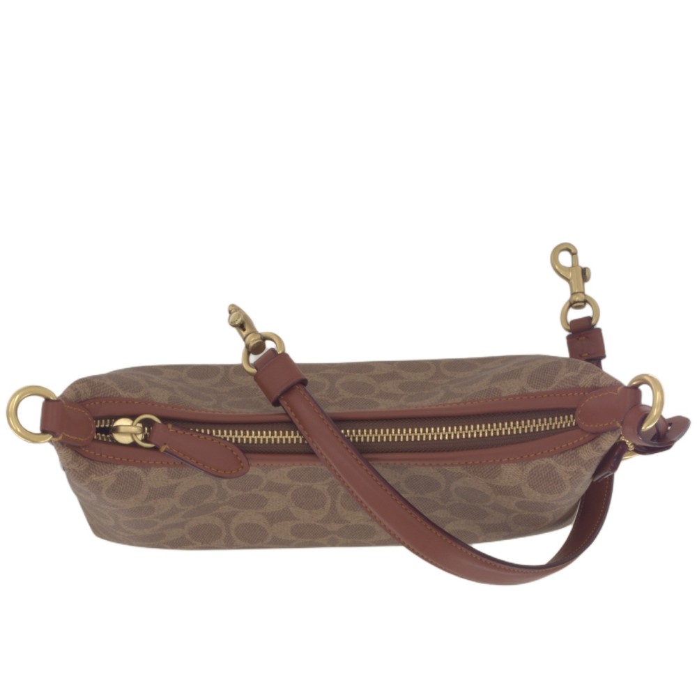 Juliet Coated Canvas Shoulder Bag Medium Size Women S Brown