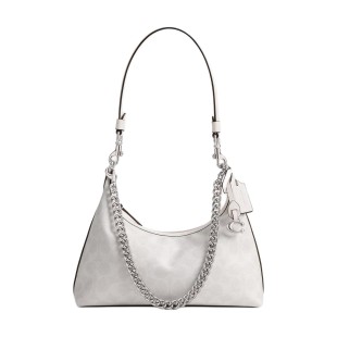 Juliet Coated Canvas Shoulder Bag Tubas Women S Silver Chalk White