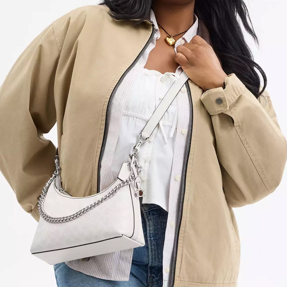 Juliet Coated Canvas Shoulder Bag Tubas Women S Silver Chalk White