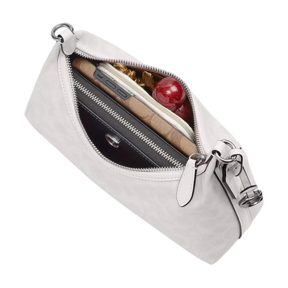 Juliet Coated Canvas Shoulder Bag Tubas Women S Silver Chalk White