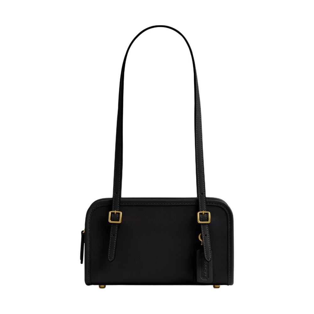 Swing Zip Crushed Leather Shoulder Bag Small Women S Black