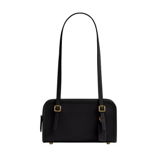 Swing Zip Crushed Leather Shoulder Bag Small Women S Black