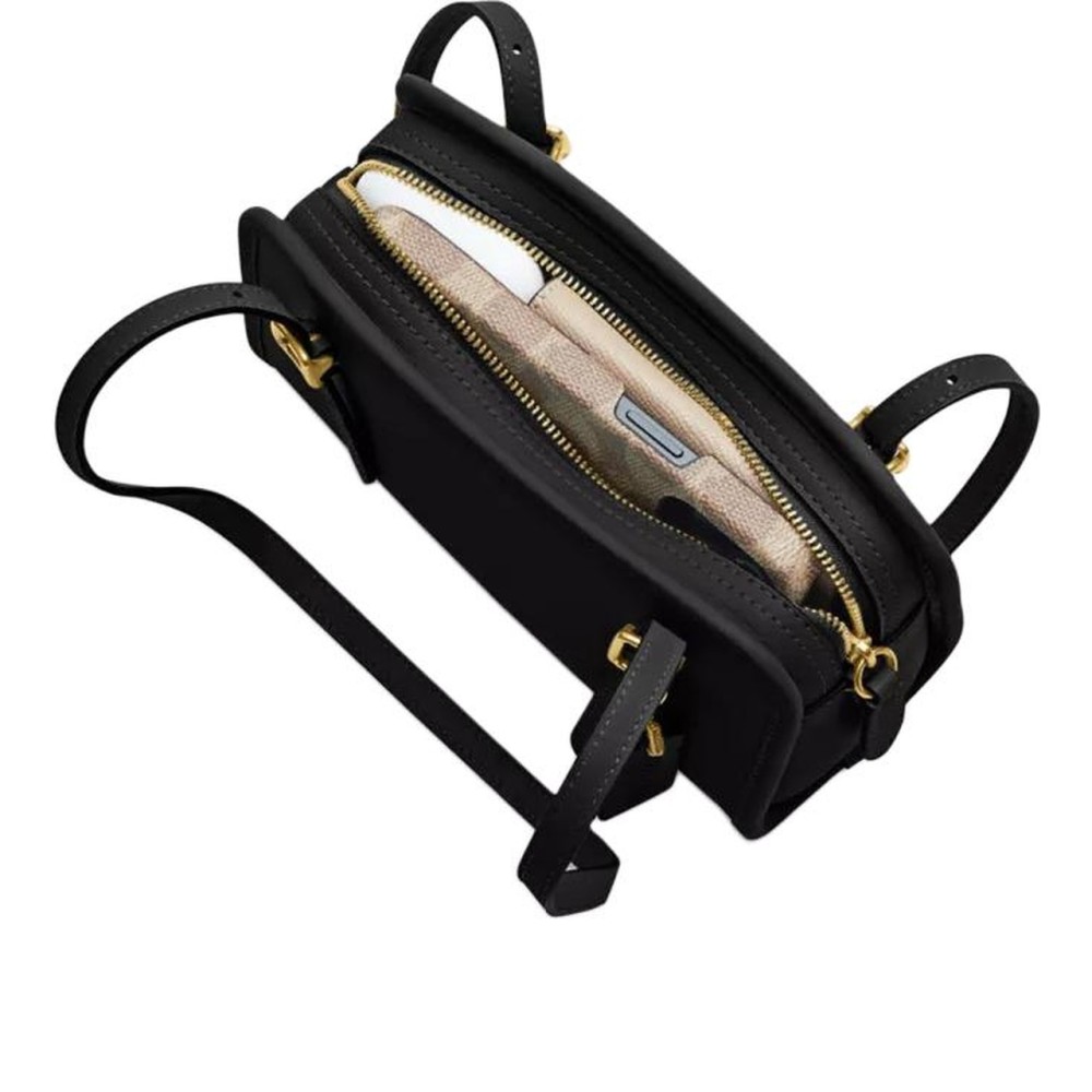 Swing Zip Crushed Leather Shoulder Bag Small Women S Black