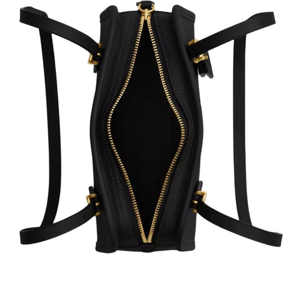Swing Zip Crushed Leather Shoulder Bag Small Women S Black