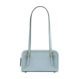 Swing Zip Crushed Leather Shoulder Bag Small Women S Brass Light Blue