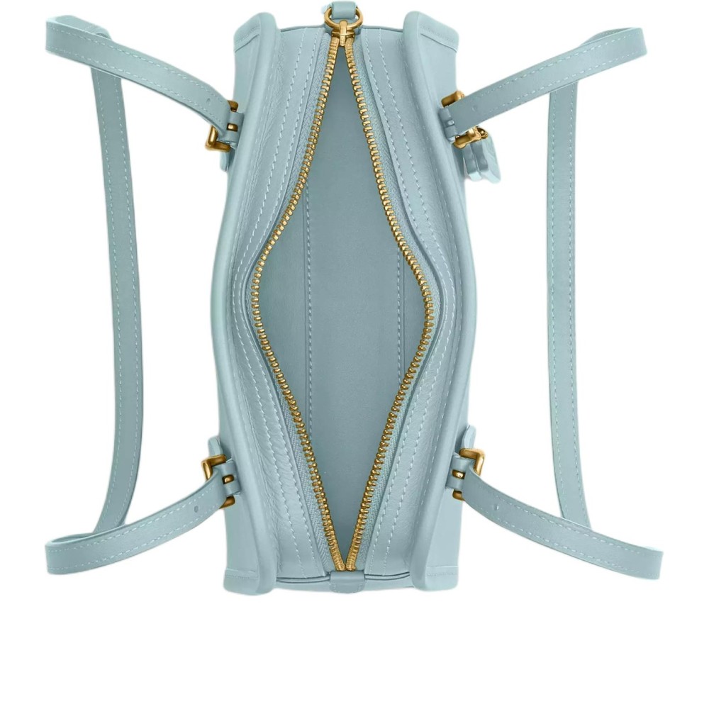Swing Zip Crushed Leather Shoulder Bag Small Women S Brass Light Blue