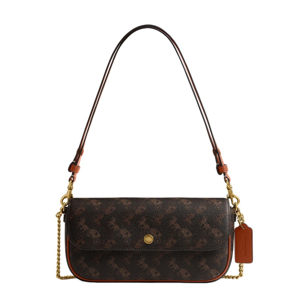 Brook Flap Artificial Leather Shoulder Bag Women S Brown
