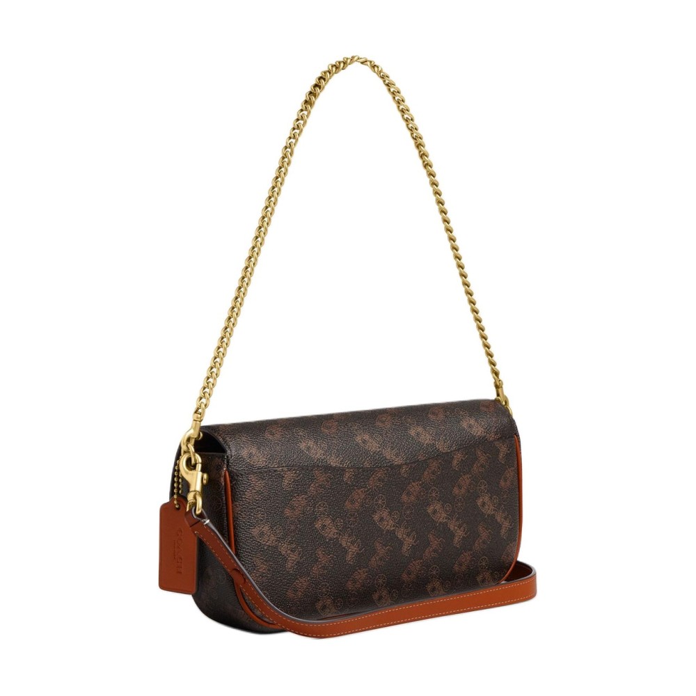 Brook Flap Artificial Leather Shoulder Bag Women S Brown