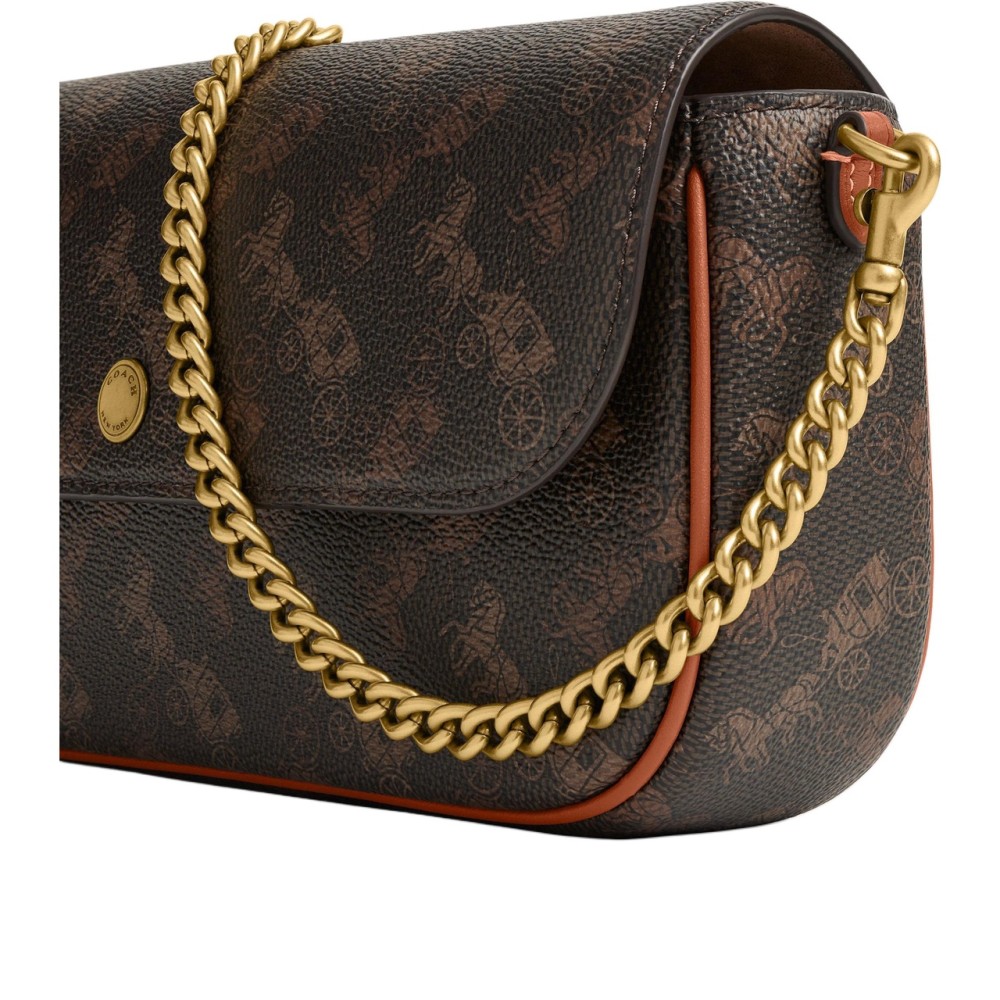 Brook Flap Artificial Leather Shoulder Bag Women S Brown