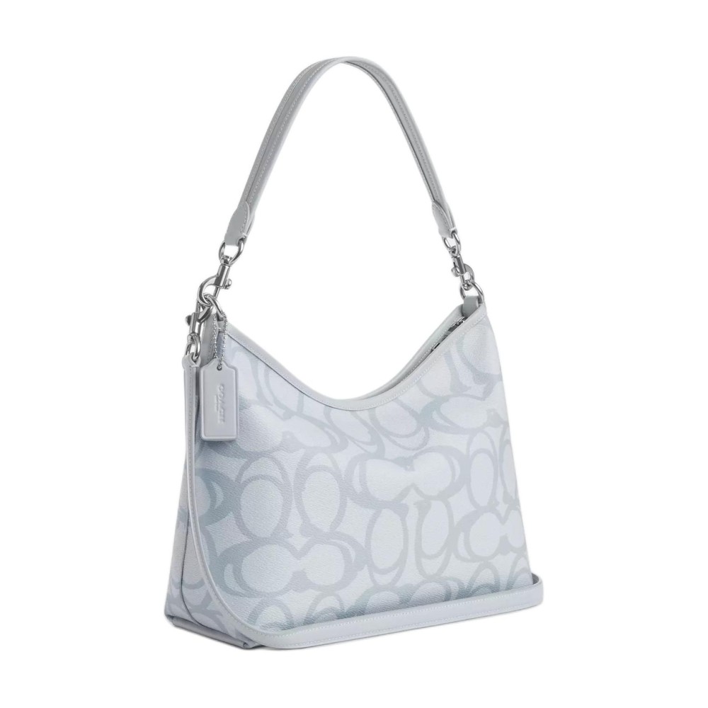 Laurel Coated Canvas Shoulder Bag Large Women S Silver Ice Blue