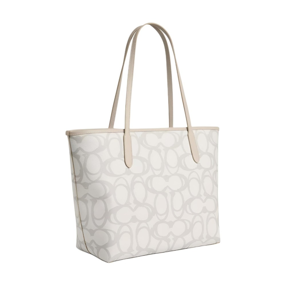 City Coated Canvas Tote Bag Handbag Shoulder Bag Large Women S Gold With Ivory