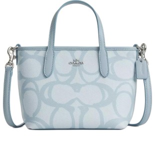 City Coated Canvas Tote Bag Shopping Bag Shoulder Bag Handbag Mini Women S Ice Blue