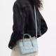 City Coated Canvas Tote Bag Shopping Bag Shoulder Bag Handbag Mini Women S Ice Blue