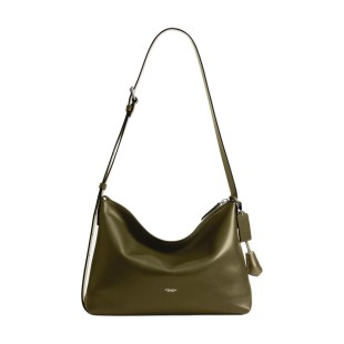 Cow Leather Crossbody Bag Shoulder Bag Large Unisex Olive Green