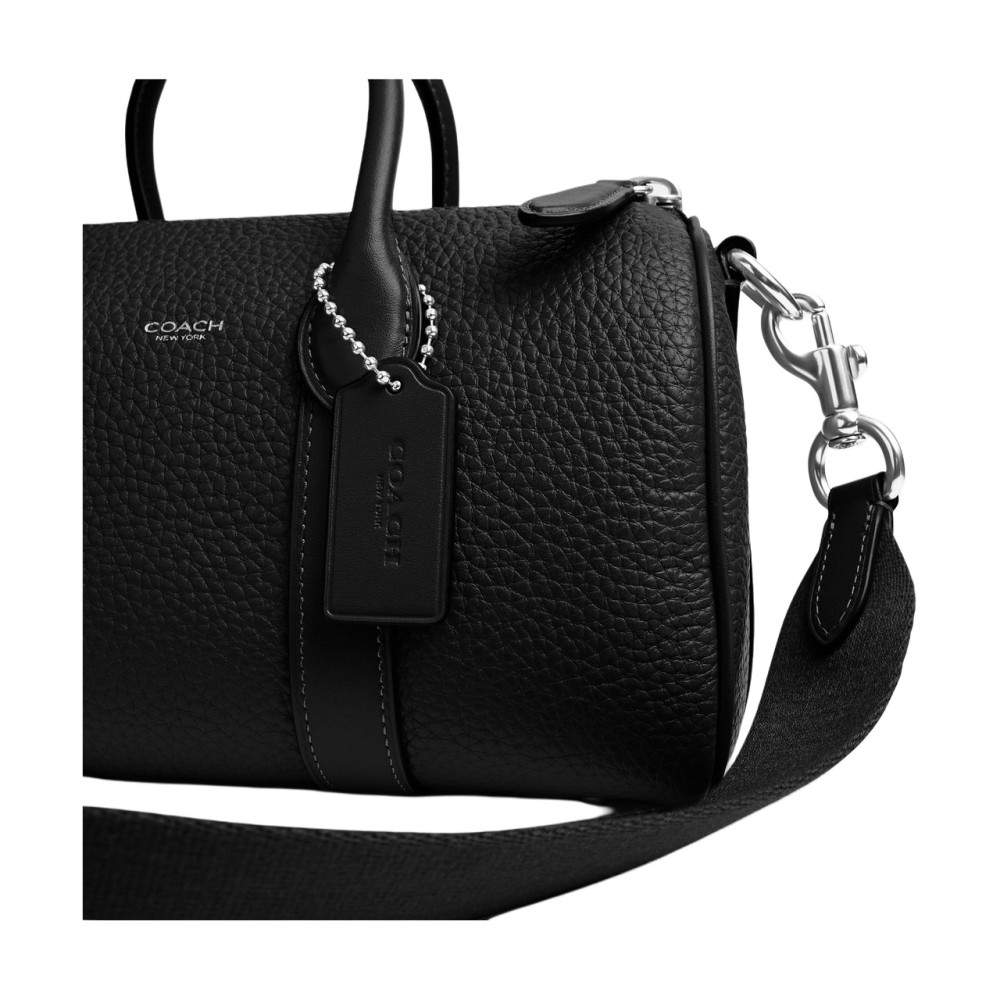 Cow Leather Handbag Medium Unisex Black