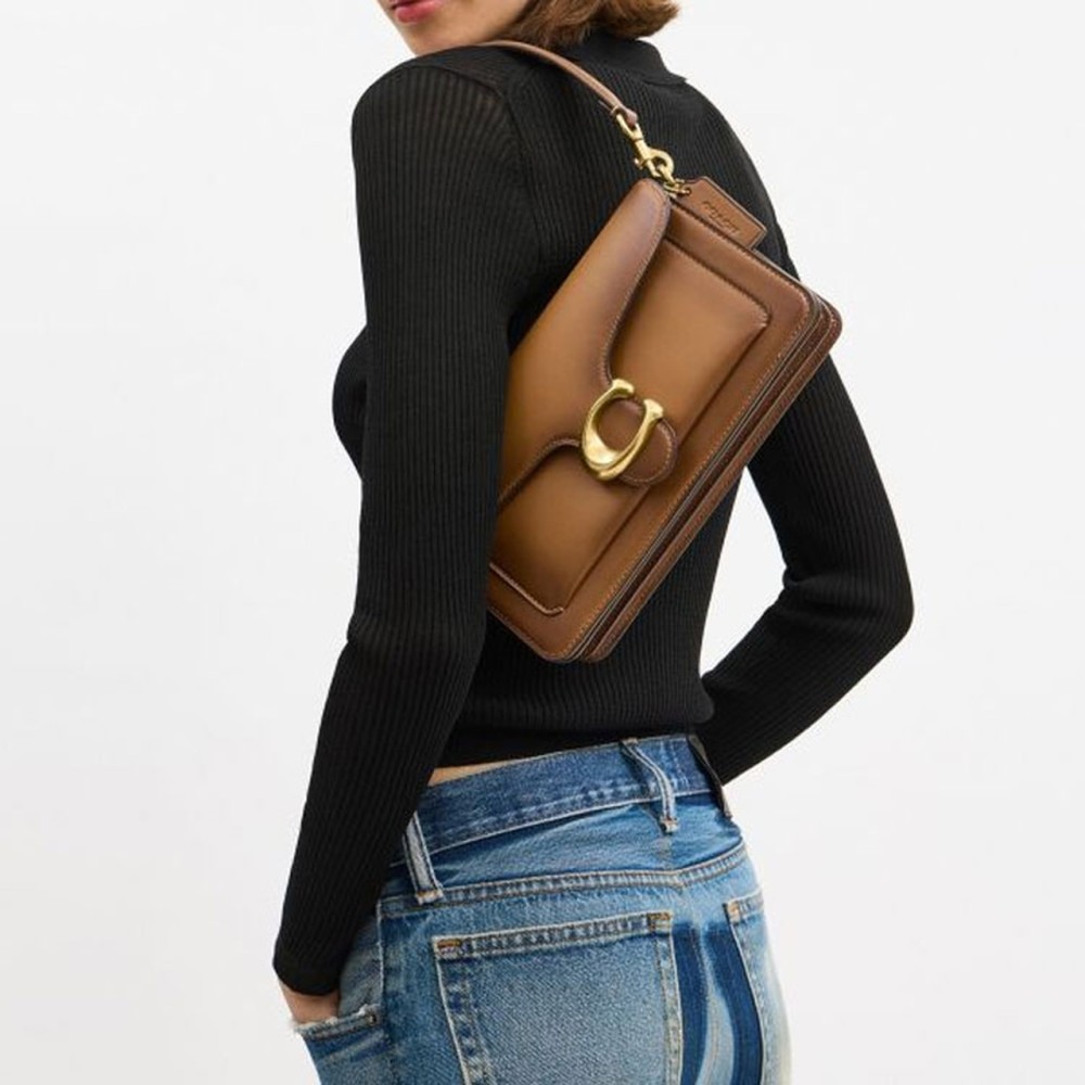 Tabby Cow Leather One Shoulder Handbag Medium Women S Honeys Brown