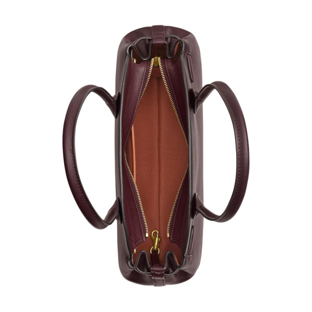 Empire Carryall Cow Leather Shoulder Bag Large Women S Merlot Wine Red