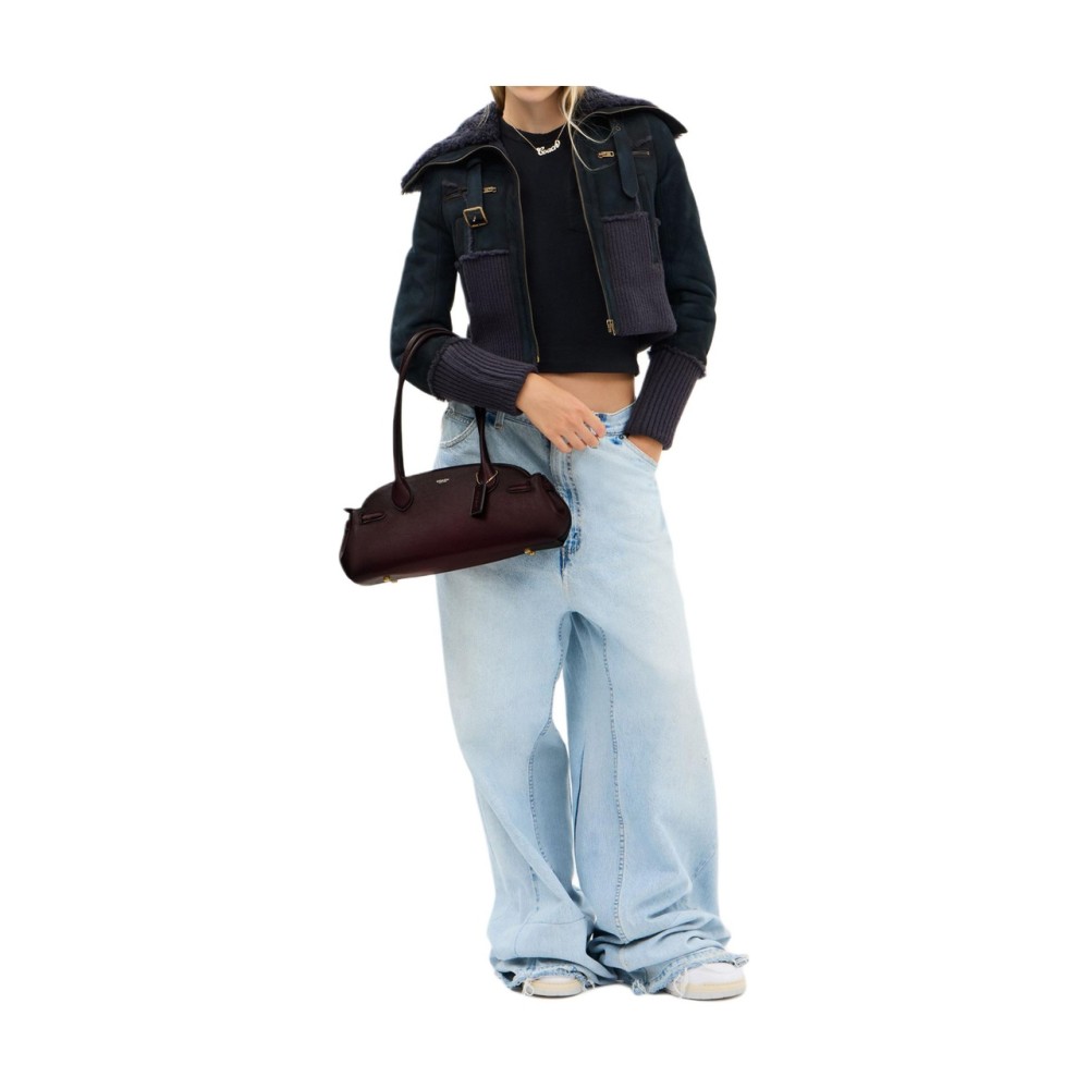 Empire Carryall Cow Leather Shoulder Bag Large Women S Merlot Wine Red