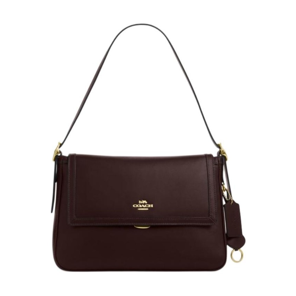 Etta Cow Leather Handbag Shoulder Bag Large Women S Dark Coffee Color