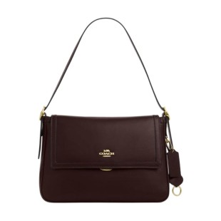 Etta Cow Leather Handbag Shoulder Bag Large Women S Dark Coffee Color