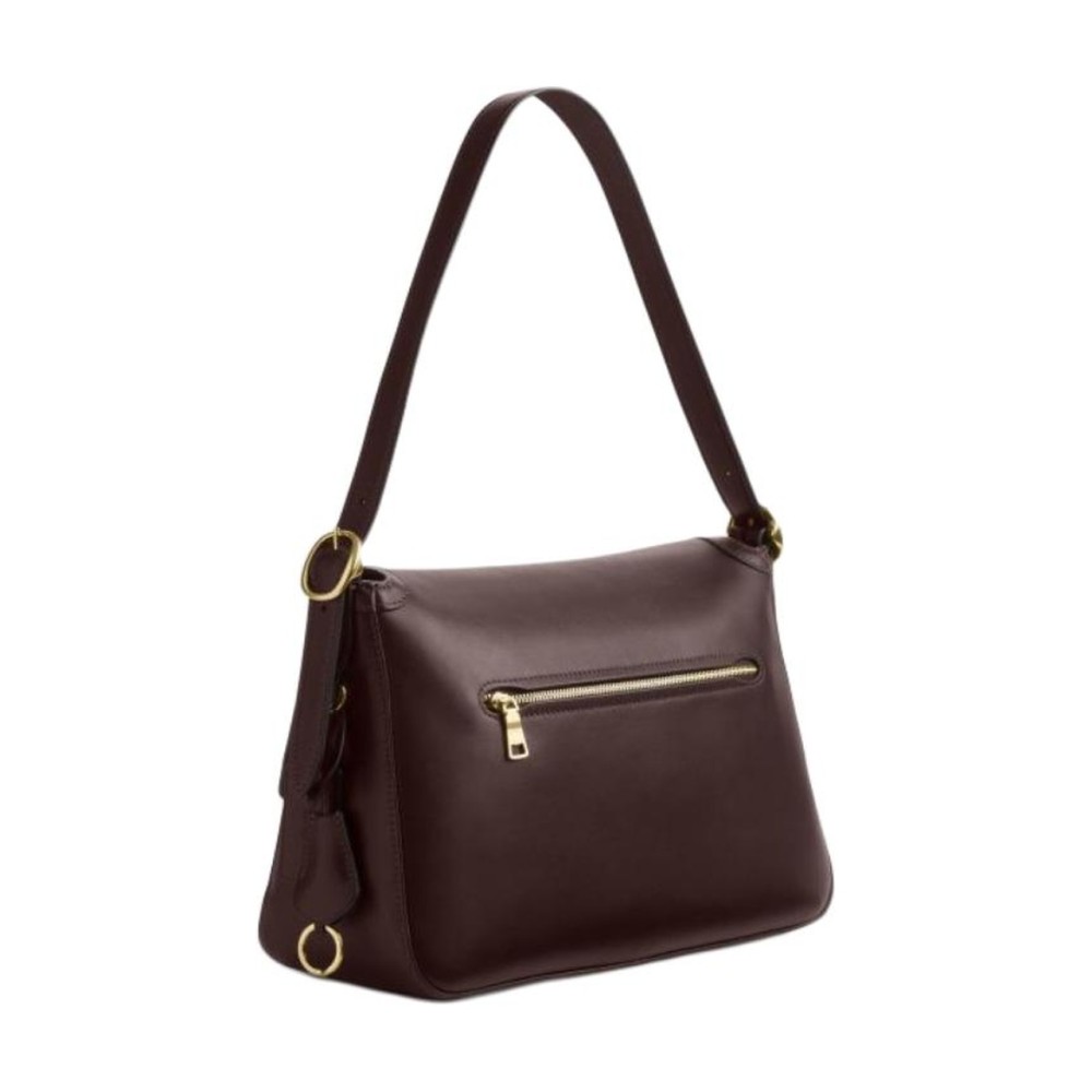 Etta Cow Leather Handbag Shoulder Bag Large Women S Dark Coffee Color