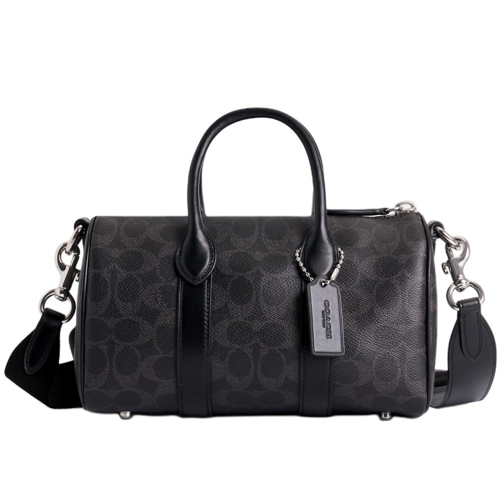 Artificial Leather Bowling Bag Shoulder Bag Crossbody Bag Handbag Medium Unisex Black