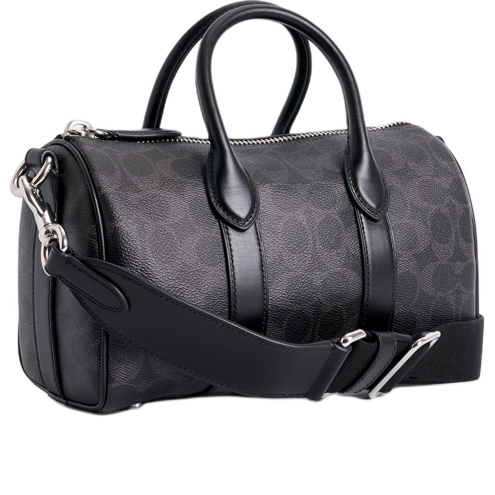 Artificial Leather Bowling Bag Shoulder Bag Crossbody Bag Handbag Medium Unisex Black