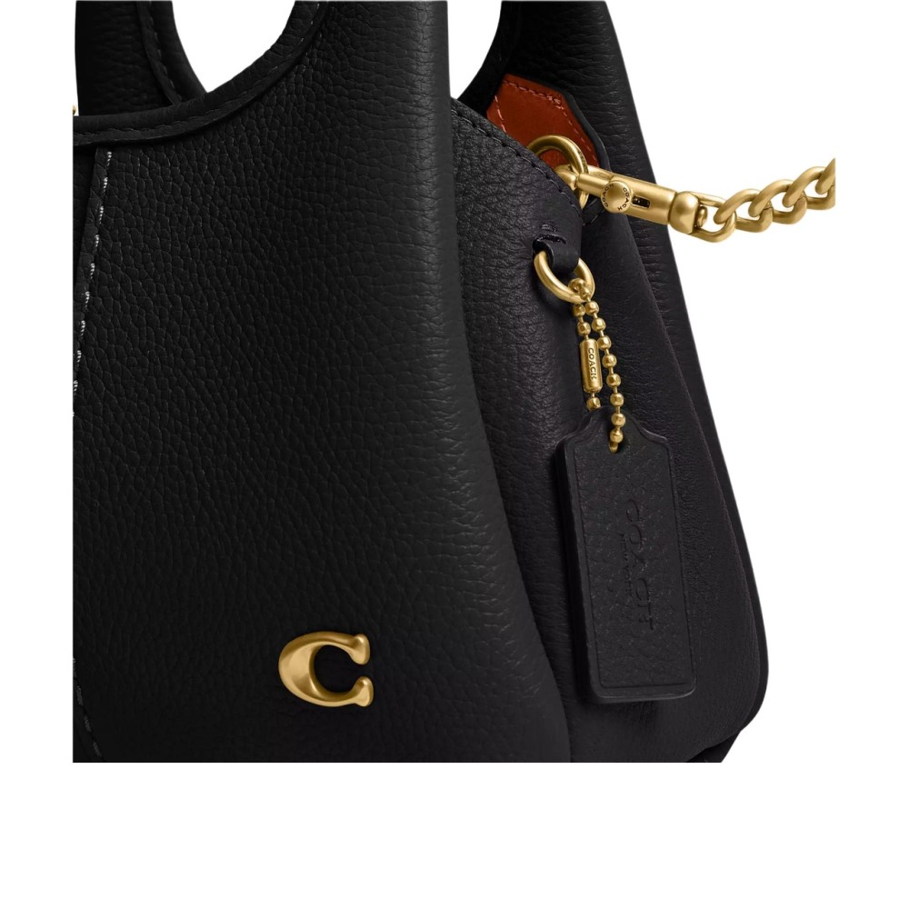 Lana Polished Pebble Leather Handbag Small Women S Black