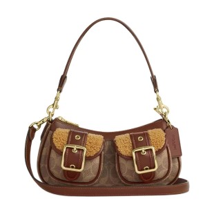 Ashton Coated Canvas With Lambskin And Leather Crossbody Handbag Medium Women S Tan