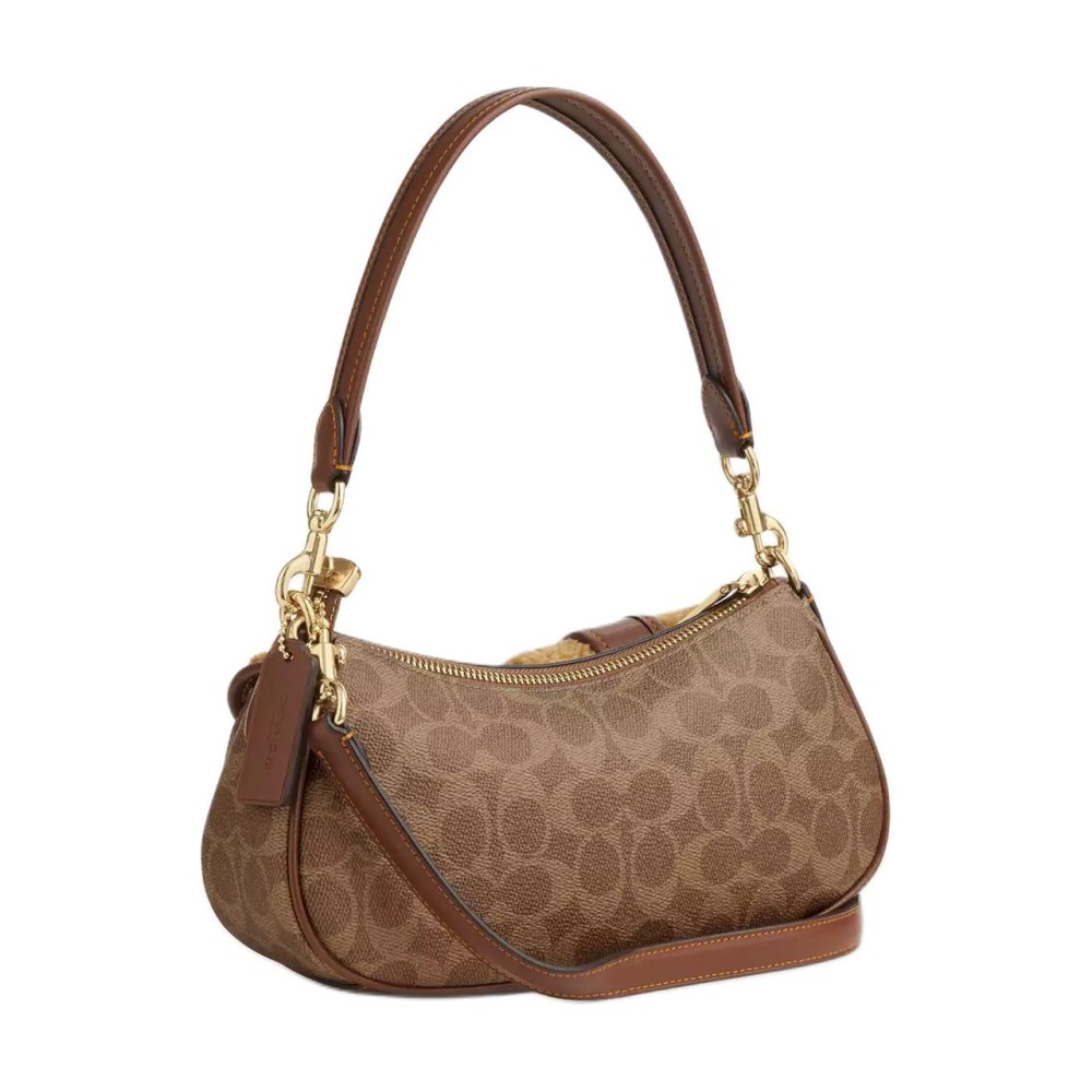Ashton Coated Canvas With Lambskin And Leather Crossbody Handbag Medium Women S Tan