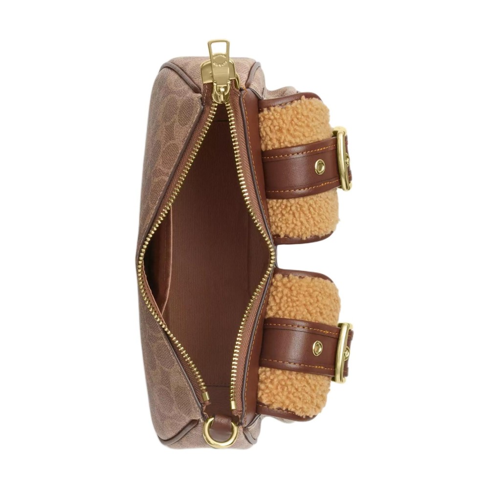 Ashton Coated Canvas With Lambskin And Leather Crossbody Handbag Medium Women S Tan