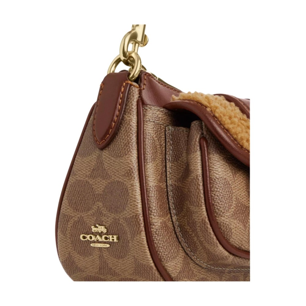 Ashton Coated Canvas With Lambskin And Leather Crossbody Handbag Medium Women S Tan