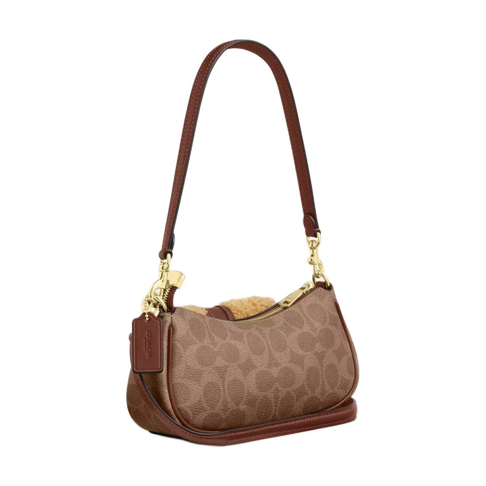 Ashton Shearling With Leather Shoulder Bag Mini Women S Orange Brown