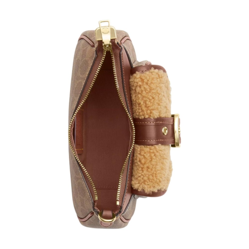 Ashton Shearling With Leather Shoulder Bag Mini Women S Orange Brown