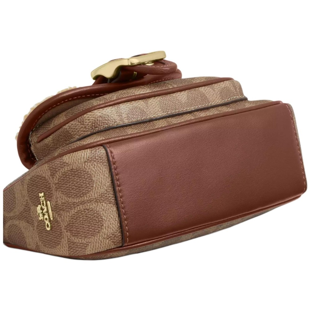 Ashton Shearling With Leather Shoulder Bag Mini Women S Orange Brown