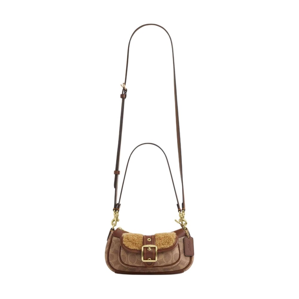 Ashton Shearling With Leather Shoulder Bag Mini Women S Orange Brown