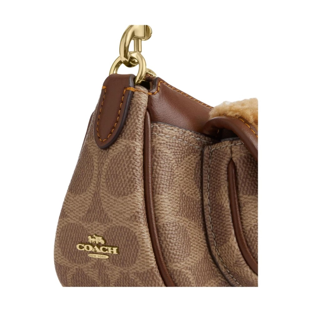 Ashton Shearling With Leather Shoulder Bag Mini Women S Orange Brown