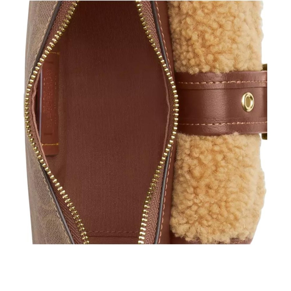 Ashton Shearling With Leather Shoulder Bag Mini Women S Orange Brown