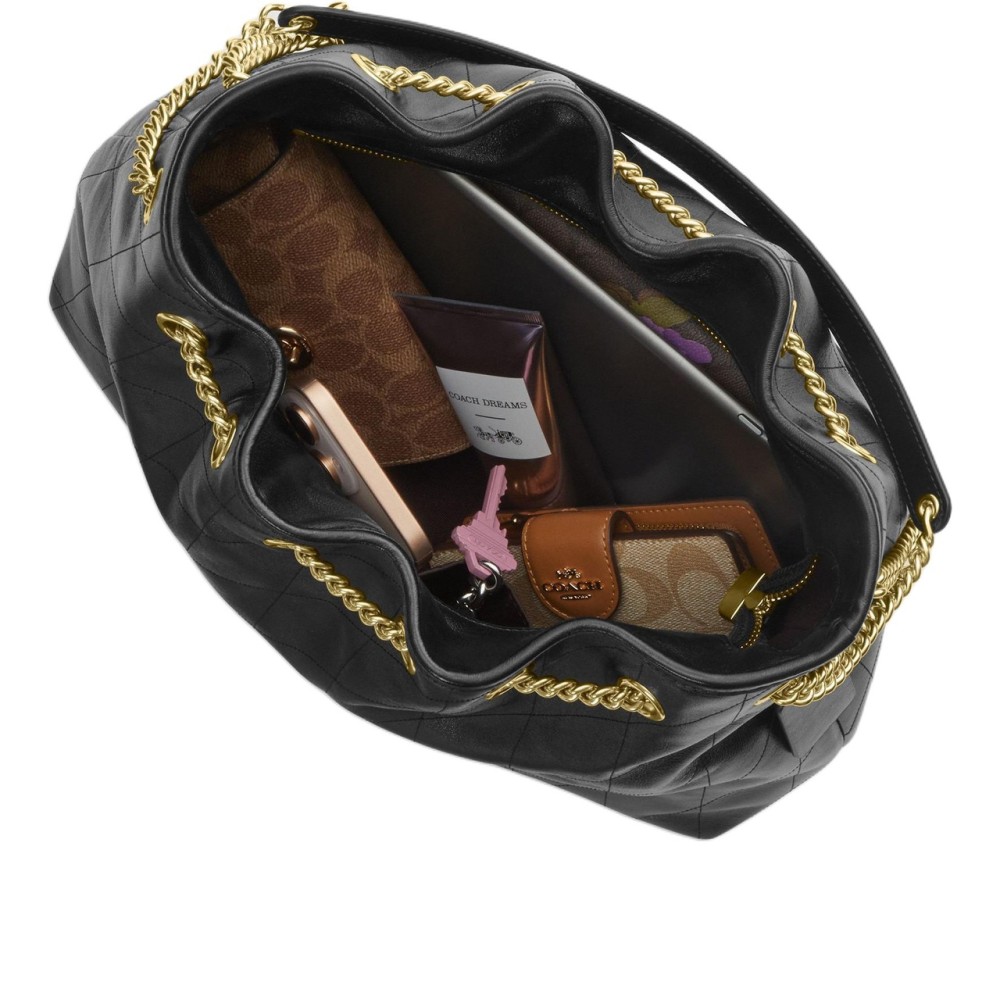 Cow Leather Trash Bag Shoulder Bag Women S Black