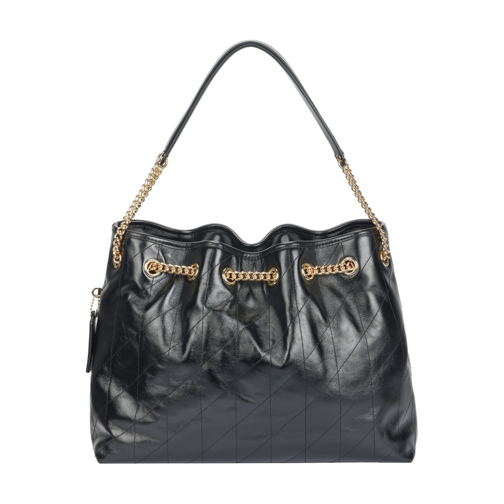 Cow Leather Trash Bag Shoulder Bag Women S Black