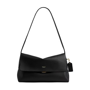Chelsea Natural Grain Leather Shoulder Bag Large Women S Black