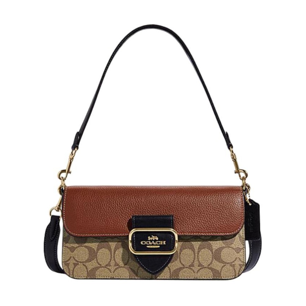 With Cow Leather Portable Crossbody Bag Shoulder Bag Large Women S Khaki Brown