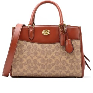 Brooke Coated Canvas With Calfskin Handbag Shoulder Bag Crossbody Bag Medium Women S Brown Rusty