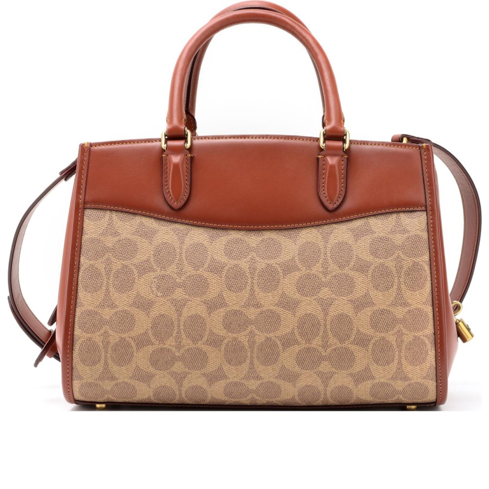 Brooke Coated Canvas With Calfskin Handbag Shoulder Bag Crossbody Bag Medium Women S Brown Rusty