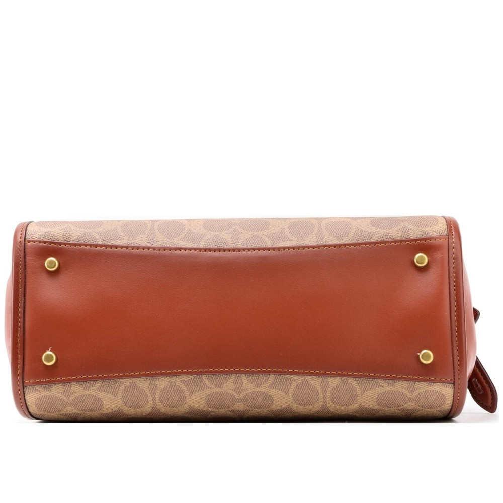 Brooke Coated Canvas With Calfskin Handbag Shoulder Bag Crossbody Bag Medium Women S Brown Rusty