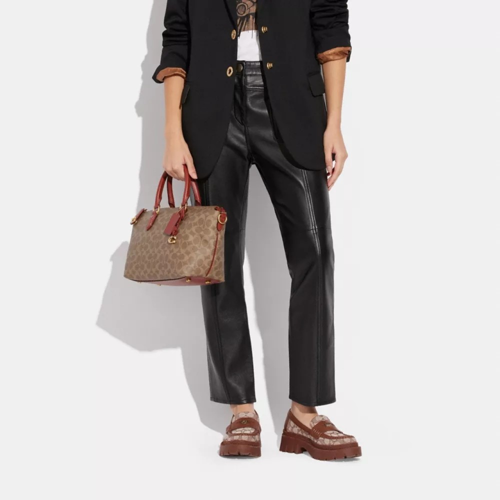 Canvas With Calfskin Tote Bag Shopping Bag Portable Crossbody Bag Shoulder Bag Large Size Women S Khaki