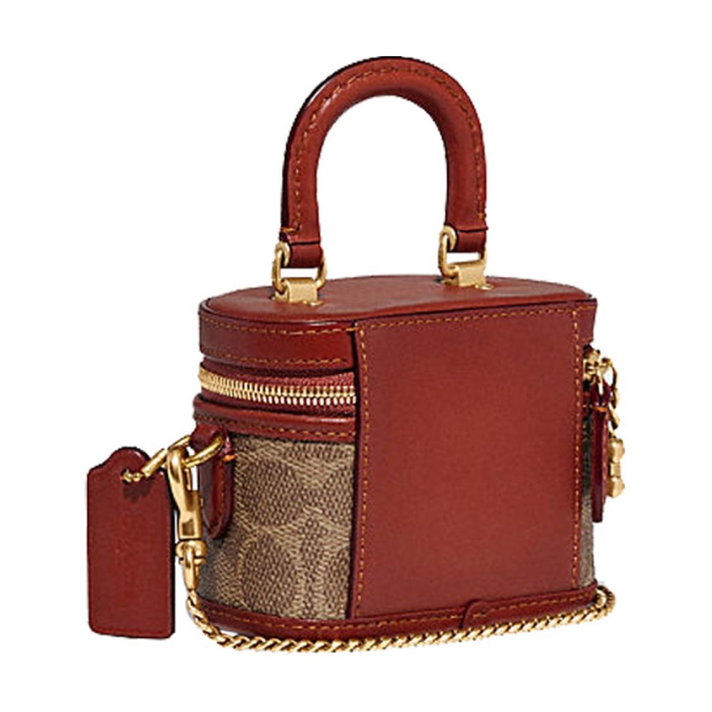 Trail Cow Leather Chain Bag Handbag Shoulder Bag Crossbody Bag Mini Women S Brown Yellow Rusty