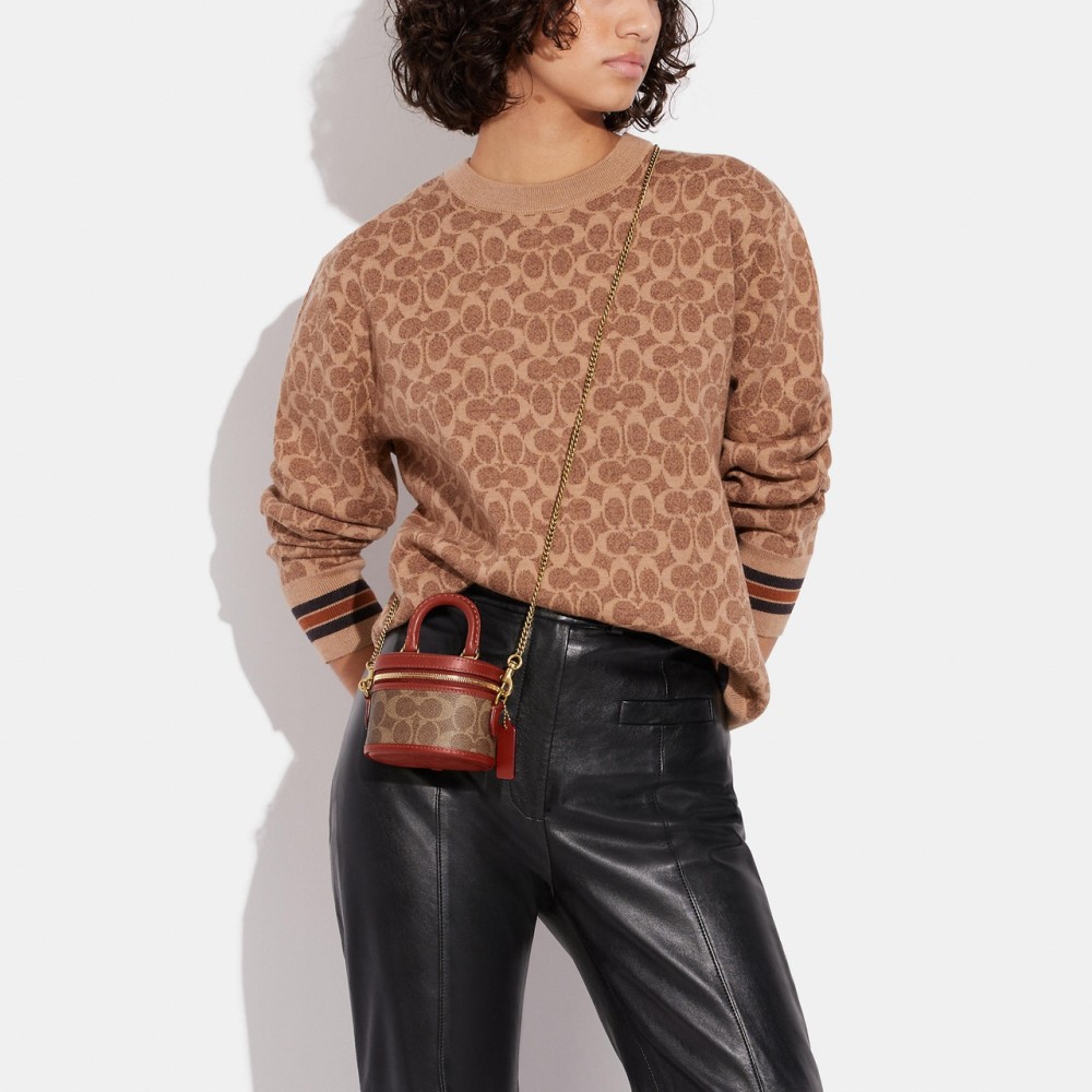 Trail Cow Leather Chain Bag Handbag Shoulder Bag Crossbody Bag Mini Women S Brown Yellow Rusty