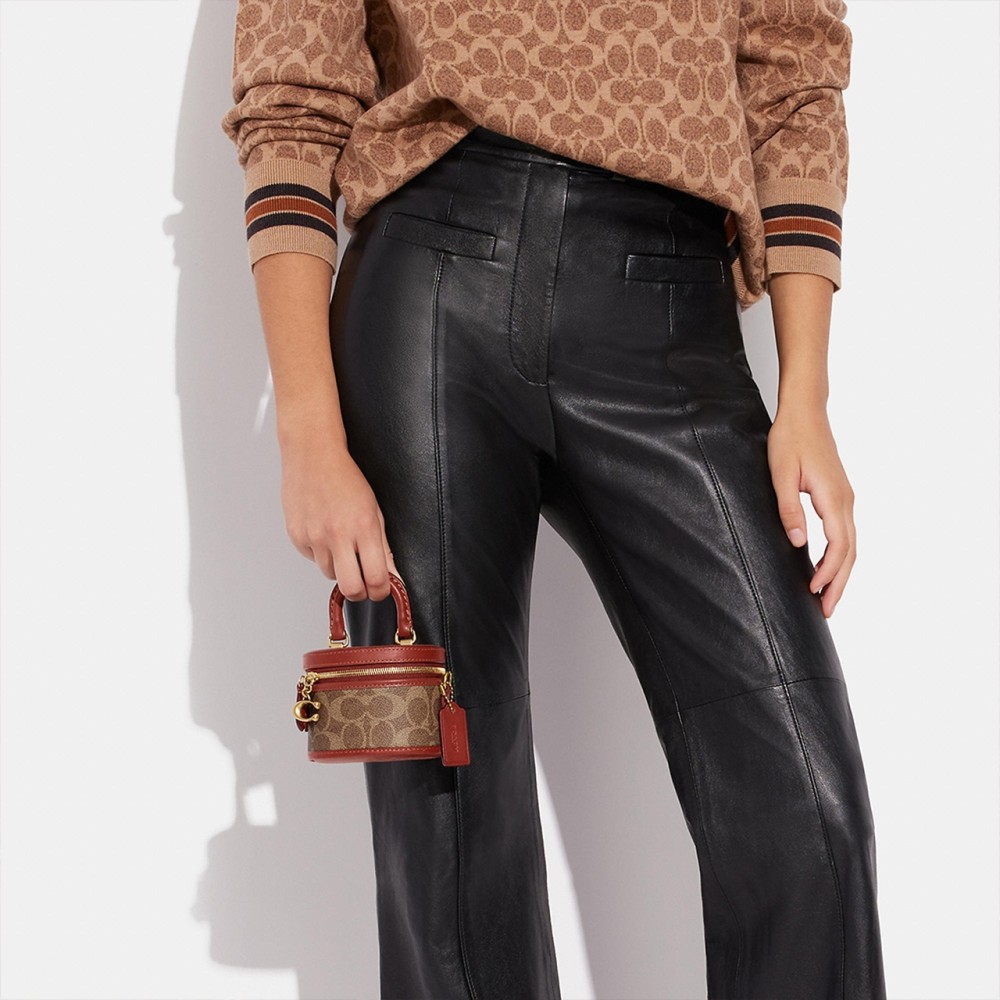 Trail Cow Leather Chain Bag Handbag Shoulder Bag Crossbody Bag Mini Women S Brown Yellow Rusty